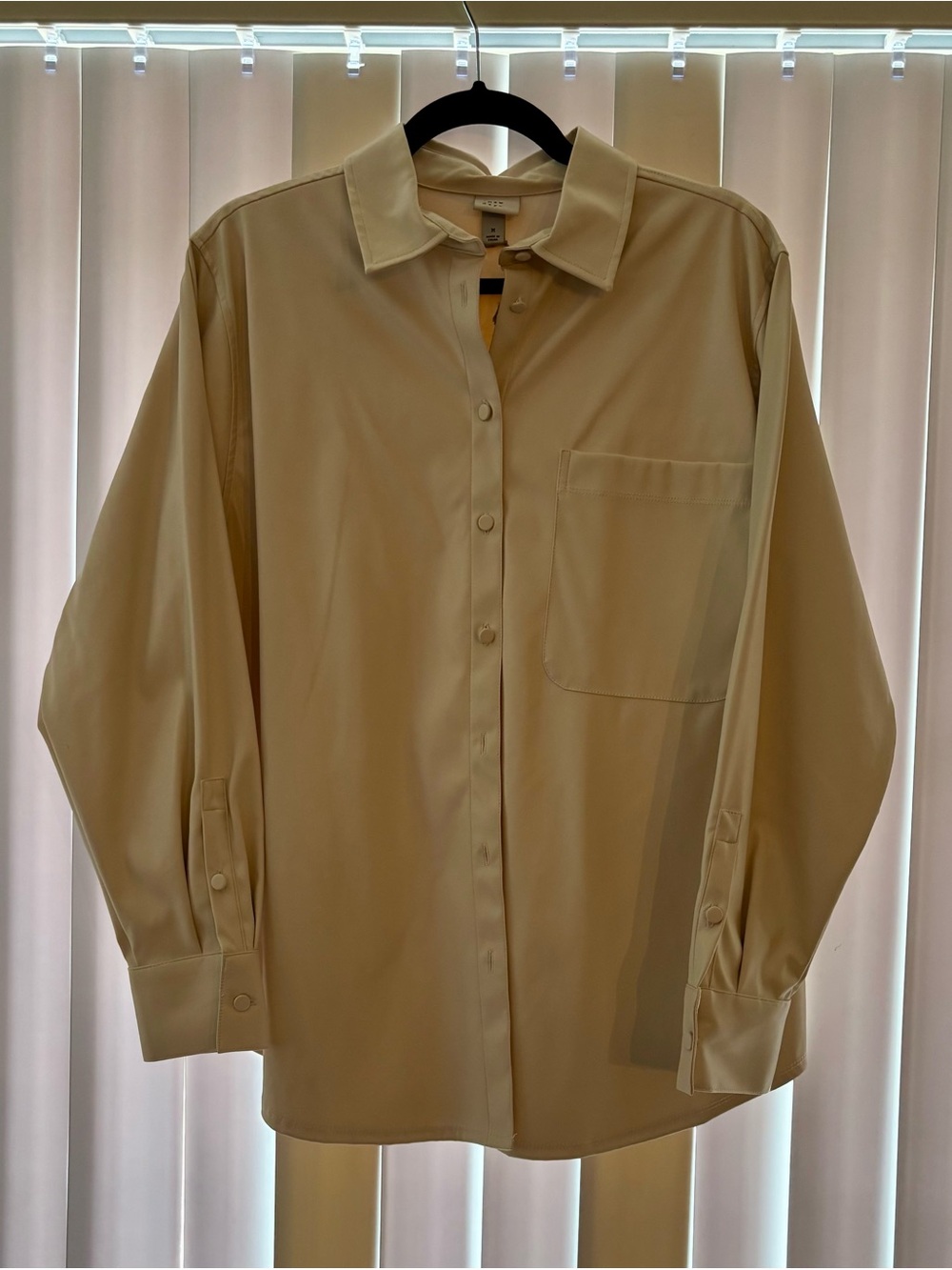 A New Day Oversized Faux Leather Women’s Button Down Top Cream Size M